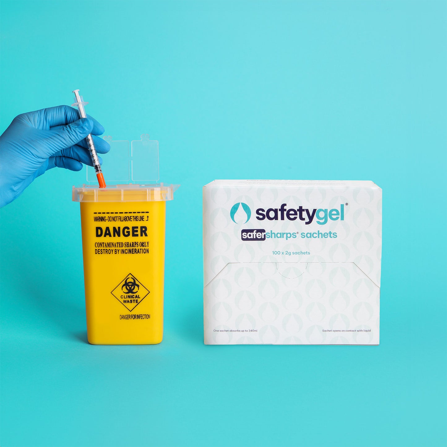 SafetyGel Super Absorbent Fast-Acting Sachets - 340ml Absorption Box of 100