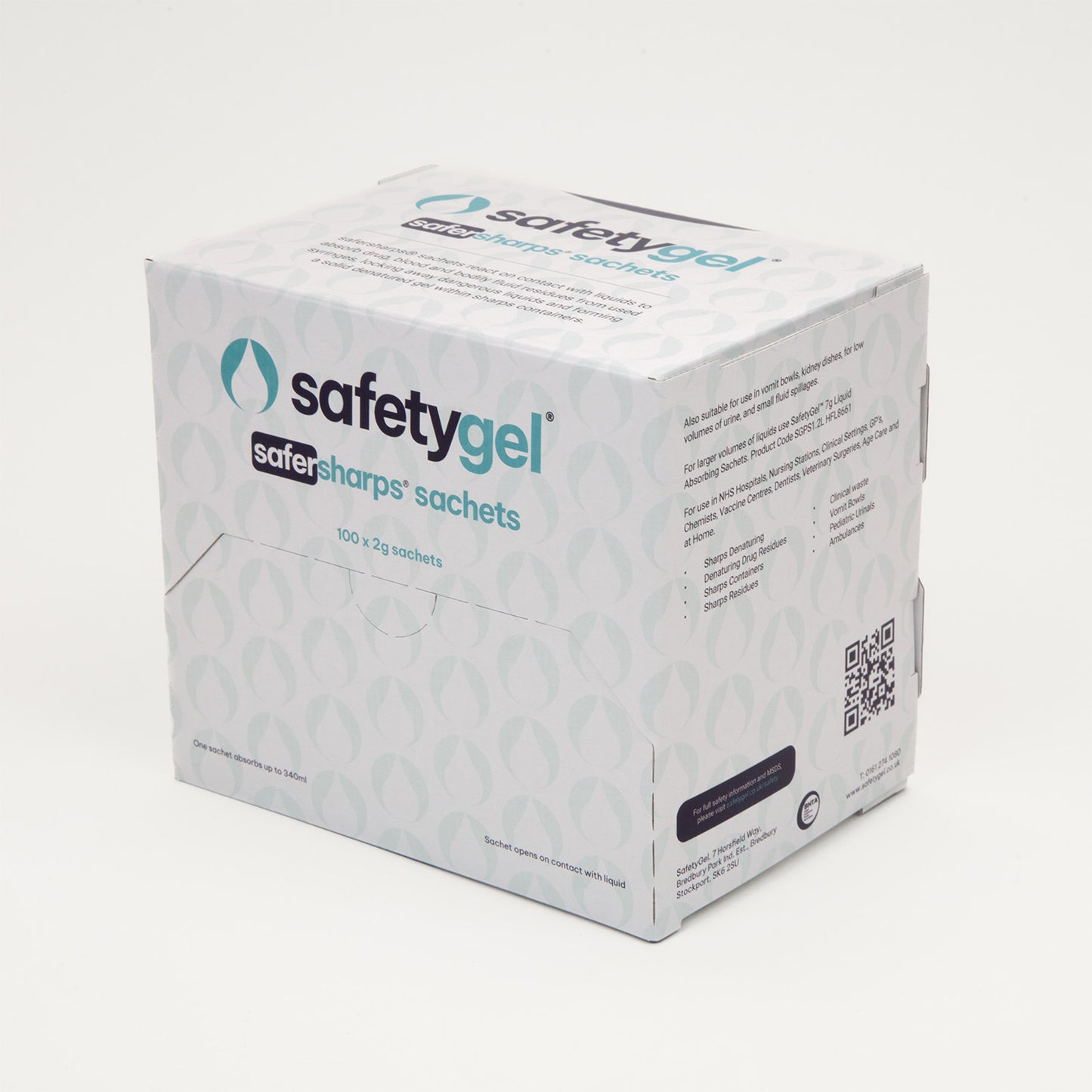 SafetyGel Super Absorbent Fast-Acting Sachets - 340ml Absorption Box of 100