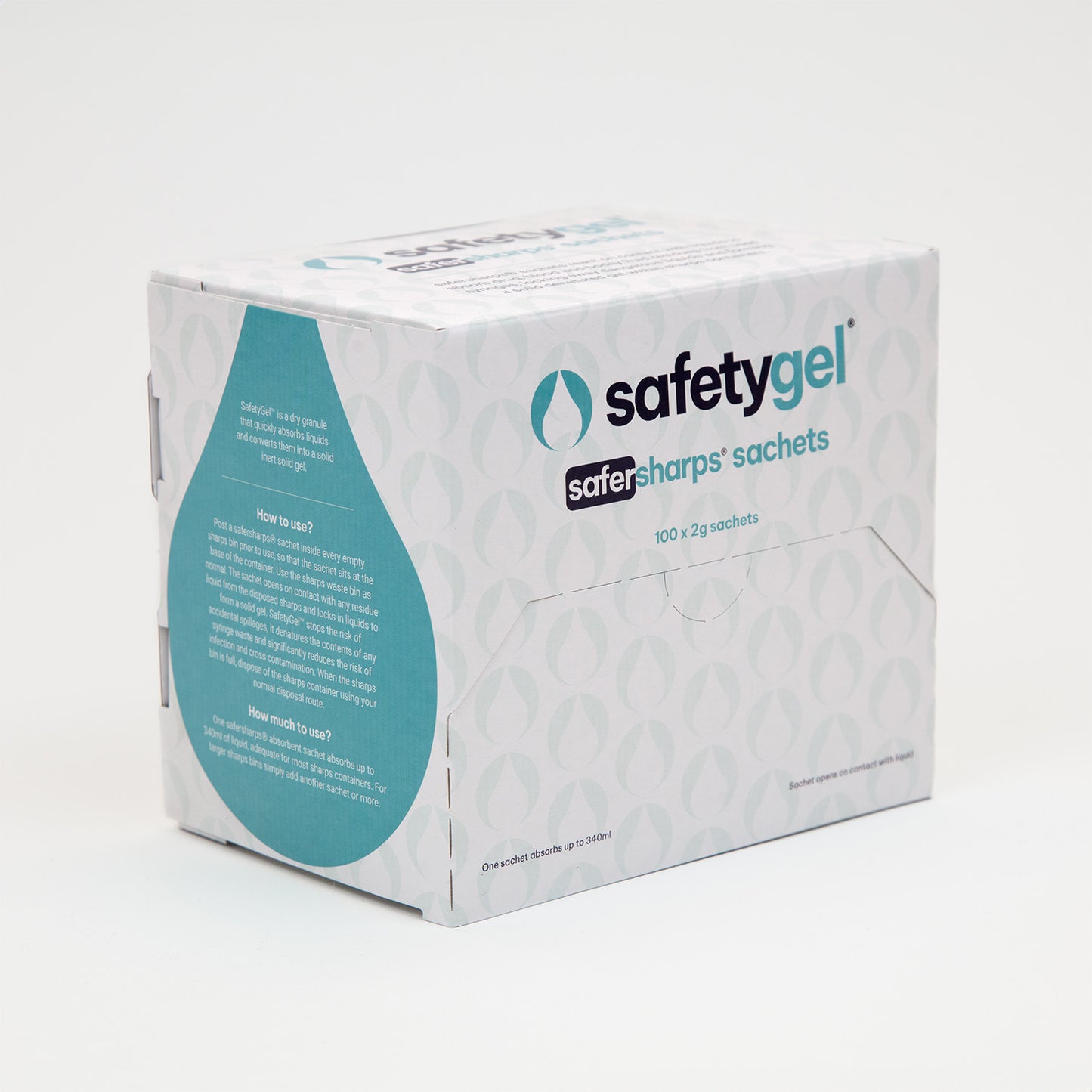 SafetyGel Super Absorbent Fast-Acting Sachets - 340ml Absorption Box of 100