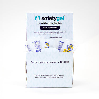SafetyGel Super Absorbent Fast-Acting Sachets - 1.2 Litre Absorption Box of 100