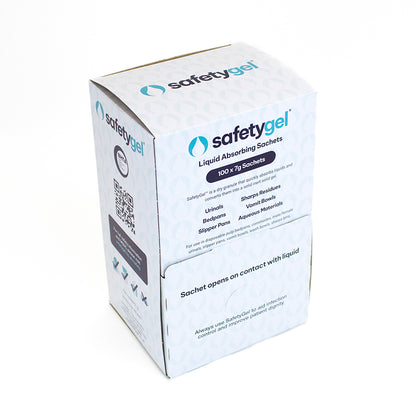 SafetyGel Super Absorbent Fast-Acting Sachets - 1.2 Litre Absorption Box of 100